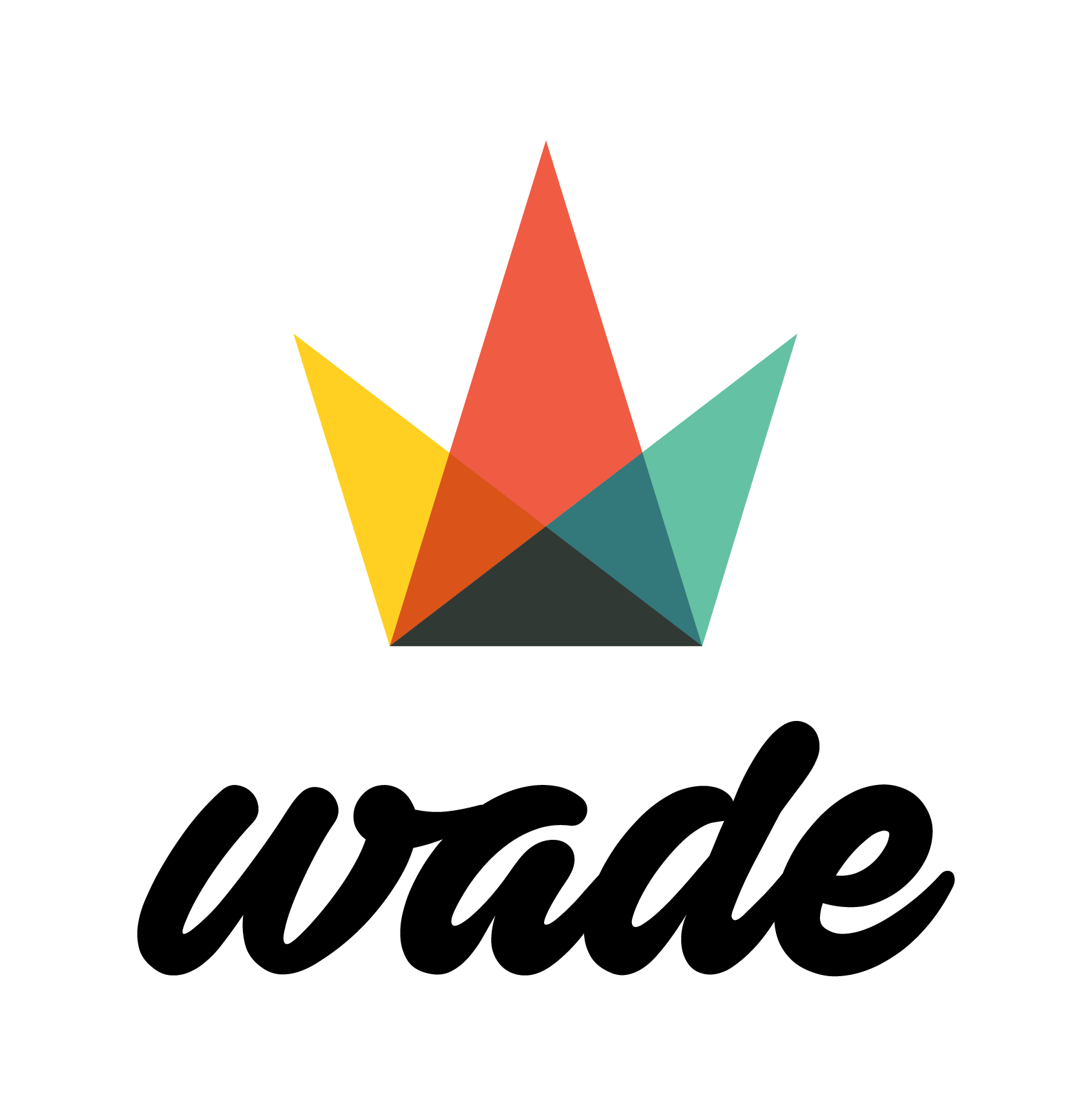Logo coloré qui représente 3 triangles qui se croisent avec un mélange de couleurs et écriture Wade