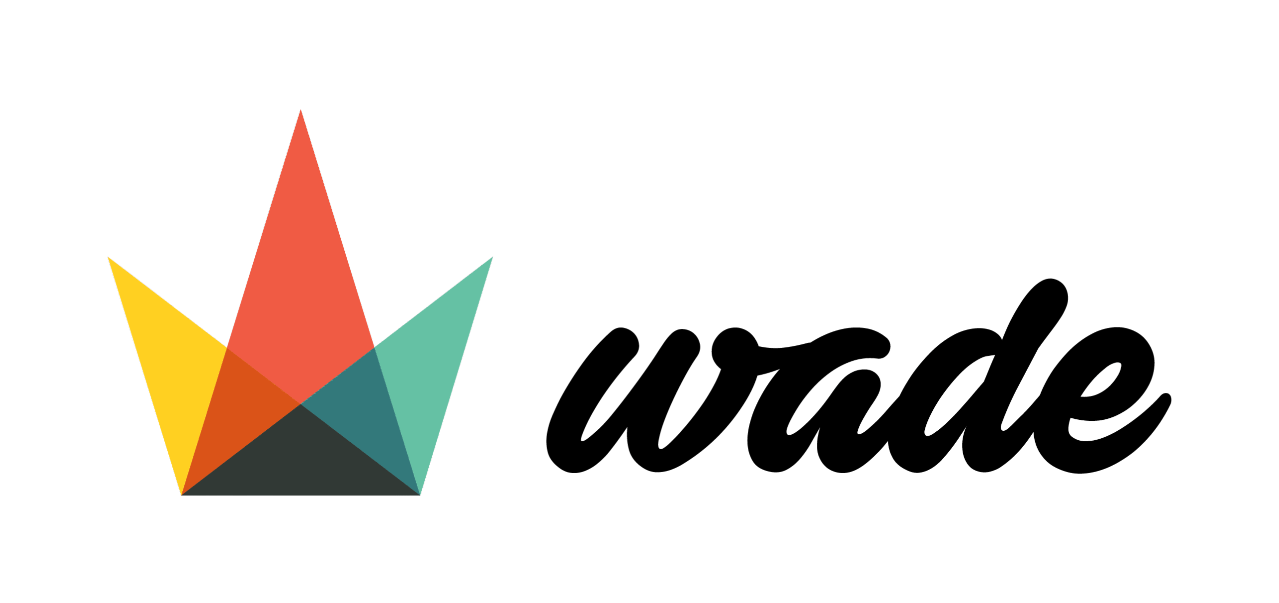 Logo coloré qui représente 3 triangles qui se croisent avec un mélange de couleurs et écriture Wade